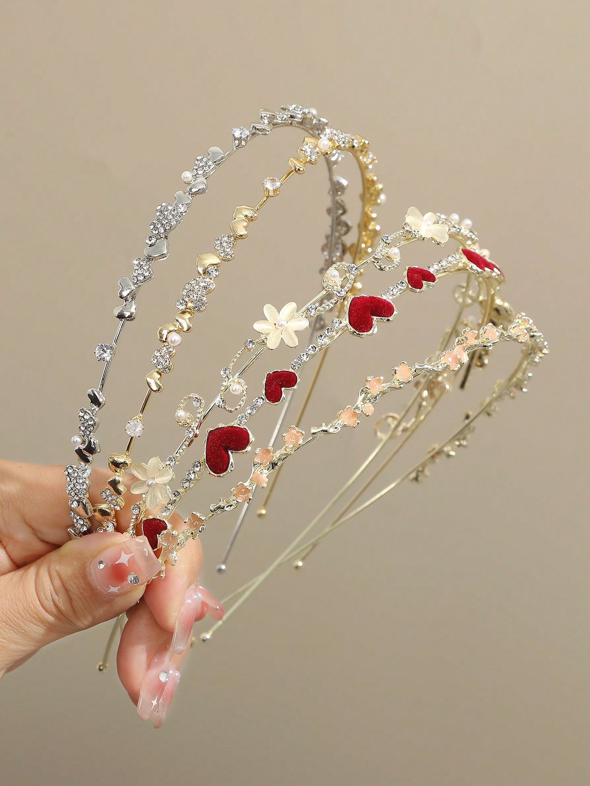 Golden Metal Pearl Stone Hair Claw Clip 